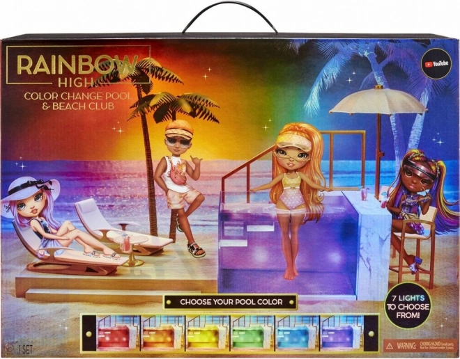 Rainbow High piscină cu culori schimbătoare și club de plajă