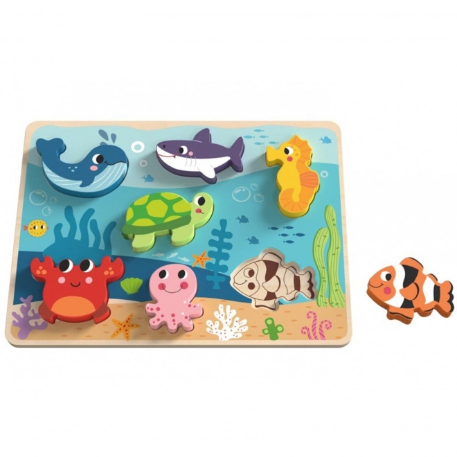 Puzzle din lemn lumea mării pentru copii Tooky Toy