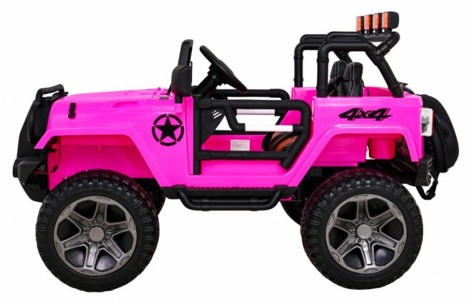 Mașină de teren Monster 4x4 jeep pentru copii Roz + Telecomandă + Reglare scaun + Pornire lentă + MP3 LED + Suport bagaje + Rucsac