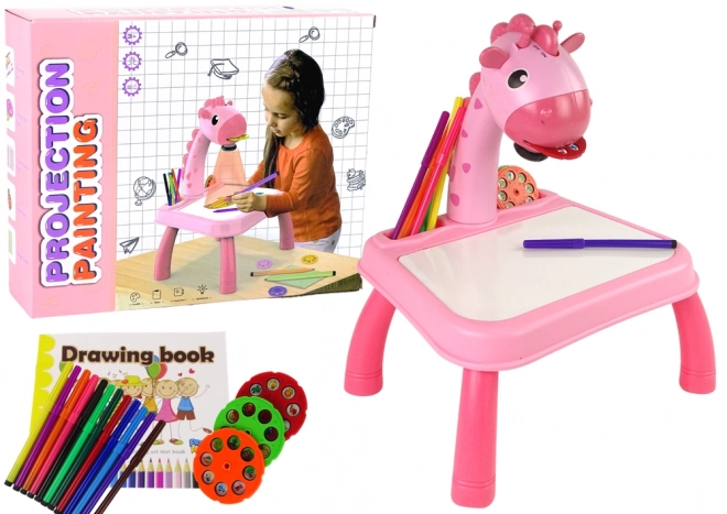 Masa de desen cu proiector dinosaur roz