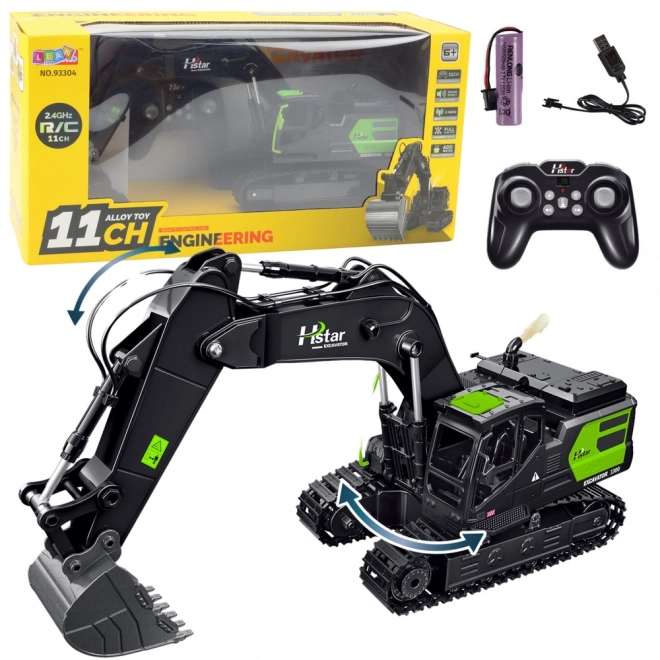 Excavator cu șenile telecomandat negru