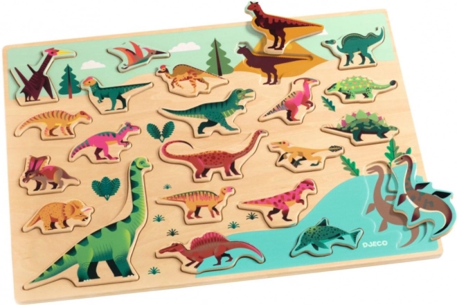 Vkladaș cu Dinozauri din Lemn Djeco