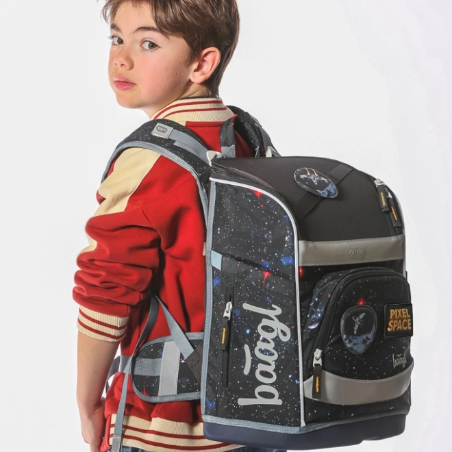 Set școlar BAAGL: Zippy Plus Pixel Space - ghiozdan, penar, săculeț