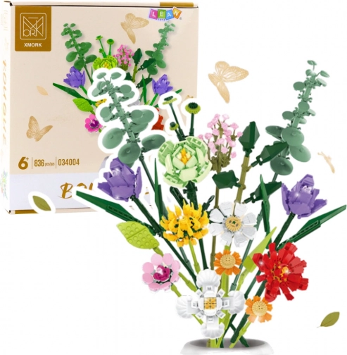 Set de construcție – buchet decorativ de flori, 836 piese