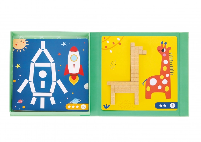 Joc de puzzle logic cu blocuri magnetice Tooky Toy