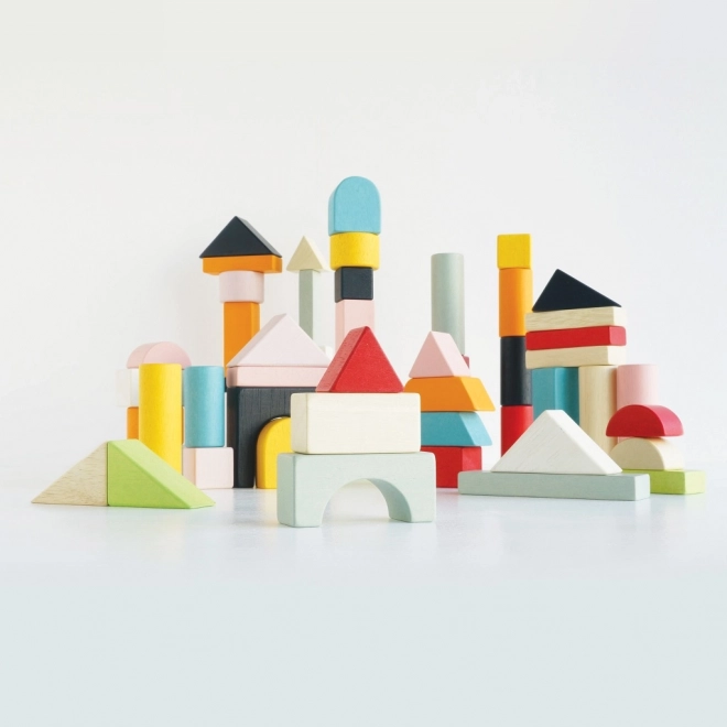Cuburi De Lemn Colorate În Săculeț De Bumbac 60 Bucăți Le Toy Van