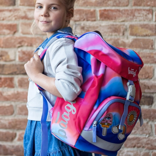 Set școlar Airy Duha roșu: Rucsac, penar, săculeț, dosare, cutie