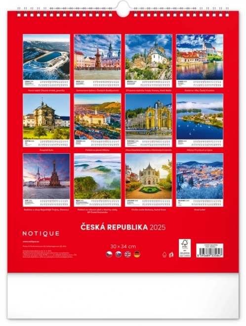 Calendar de perete Republica Cehă 2025