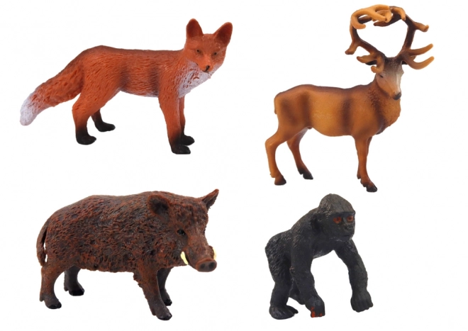 set figurine animale sălbatice cu căprioară, mistreț, vulpe și gorilă