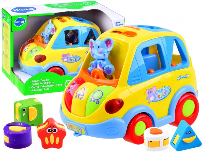 Autobuz Interactiv pentru Copii 18m+ cu Sunete, Lumină și Sortator de Forme