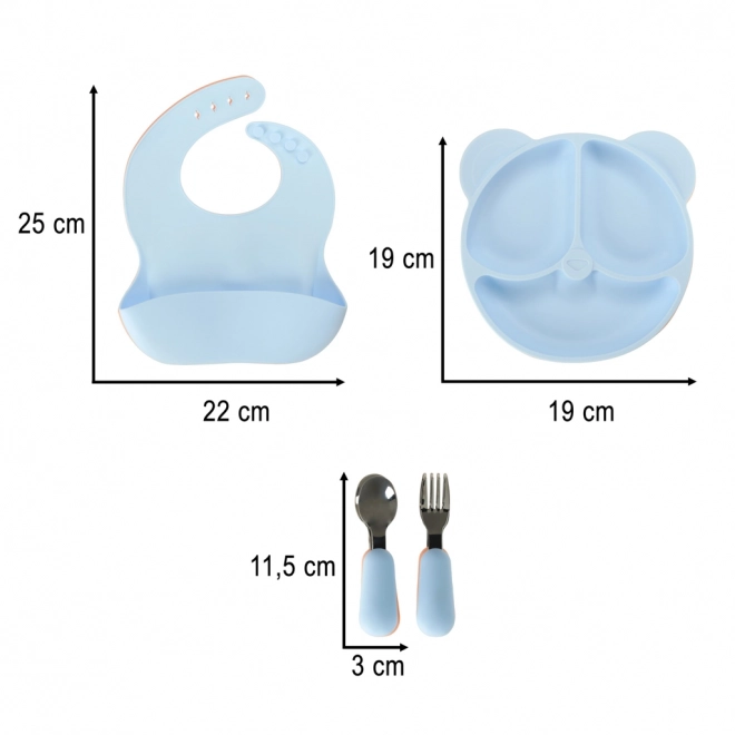 Set de vase din silicon pentru copii ursuleț albastru