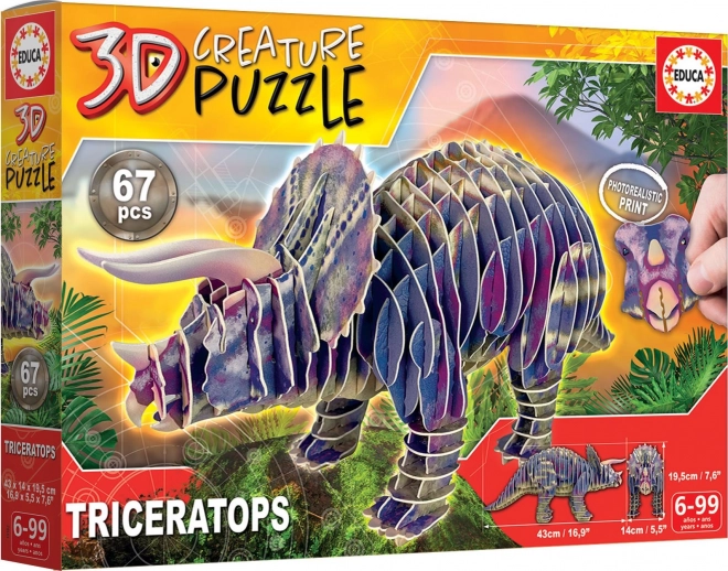 Puzzle 3D Educa Triceratops 67 piese