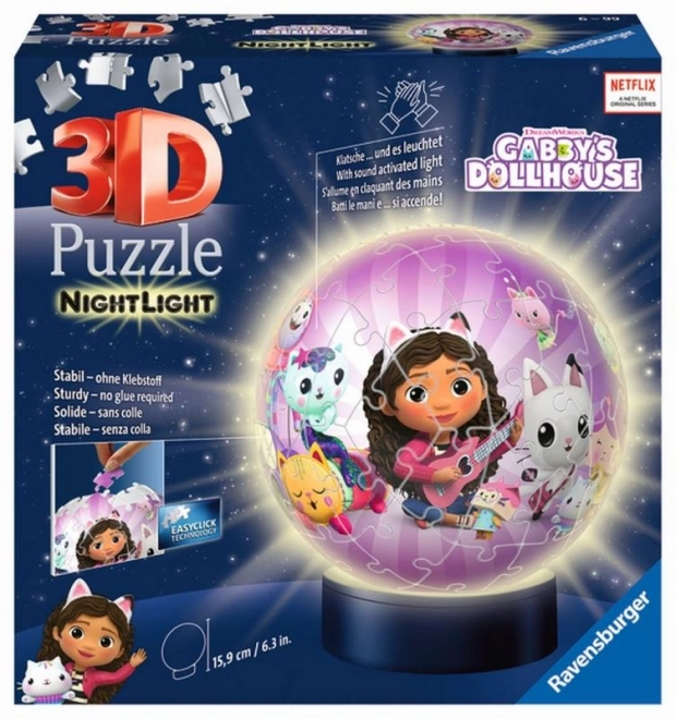 Puzzle 3D Gabby’s Dollhouse cu 72 piese - ediția de noapte