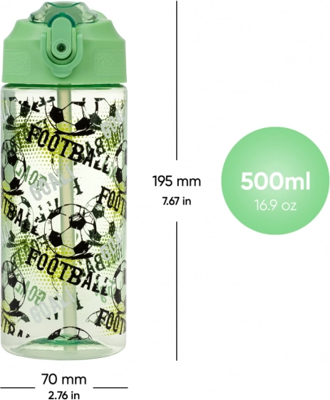 Sticlă Tritan cu pai pentru băut Fotbal 500 ml