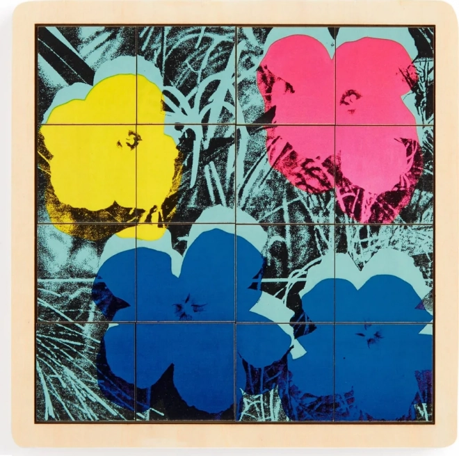 Puzzle din lemn glisant Andy Warhol: Flori 2 în 1