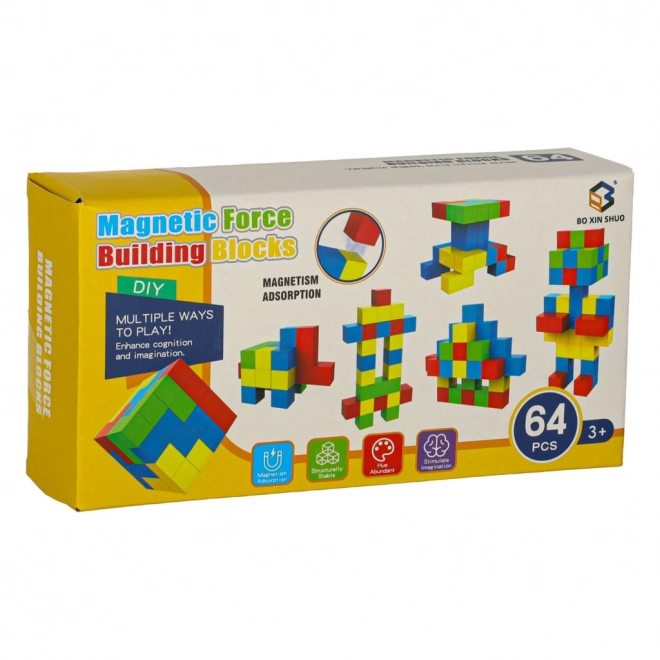 Blocuri de construcție magnetice - set cubic 64 pcs