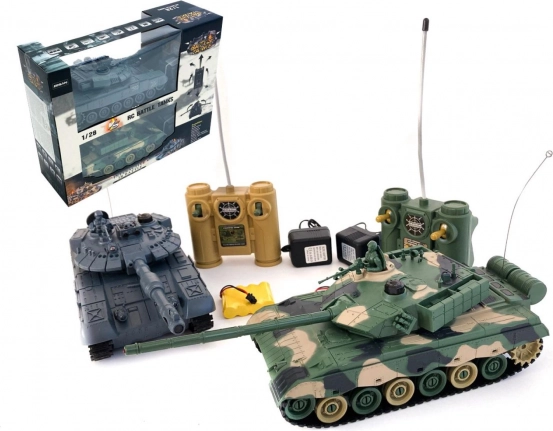 Set tancuri RC 2 buc 33 cm cu sunet și lumină, acumulator reîncărcabil, bătălie