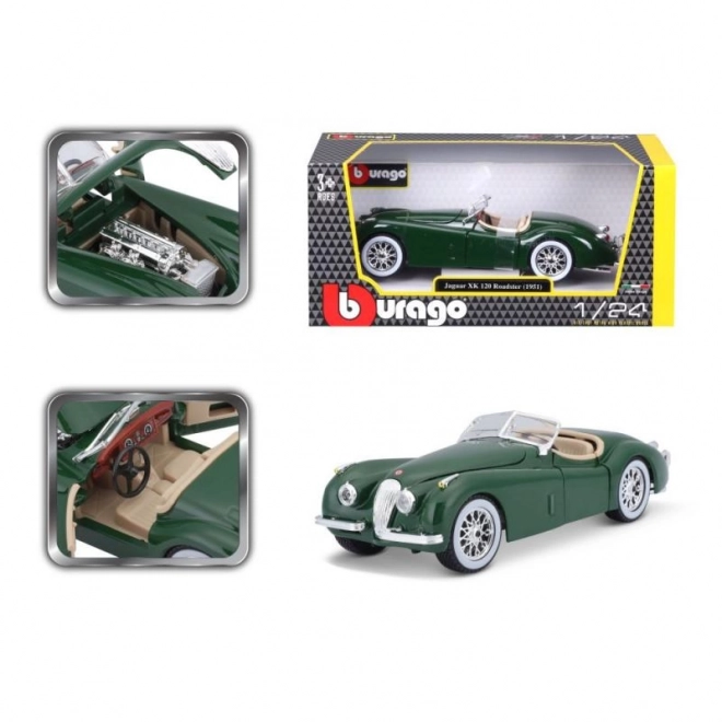 Mașina Jaguar XK 120 Roadster din 1951 în verde de la Bburago