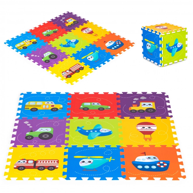 Covor foam puzzle cu vehicule pentru copii 86x86cm IPLAY