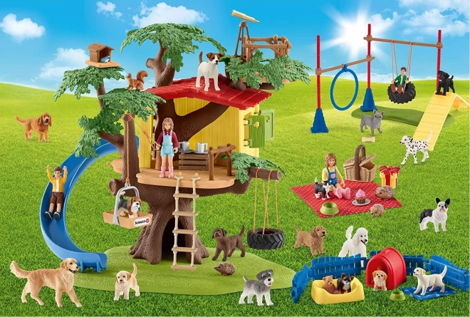 Puzzle SCHMIDT Schleich cățeluși fericiți cu 40 piese și figurină Schleich