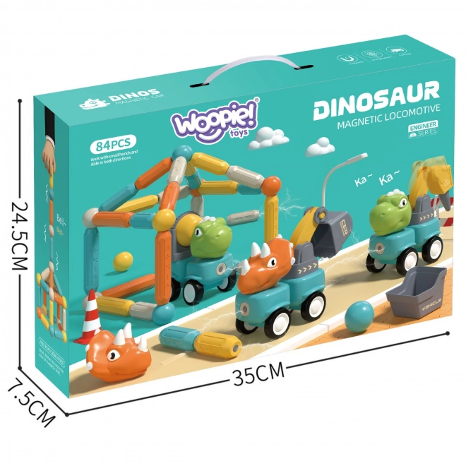 Set de construcție magnetic Dinozauri Woopie 84 piese