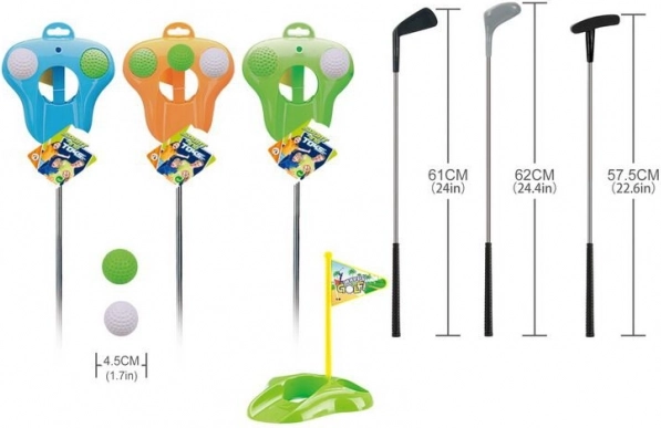 Set de golf cu crose, mingi și gaură