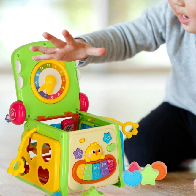 Cub educativ crocodil 4‑în‑1 cu sortator și pian