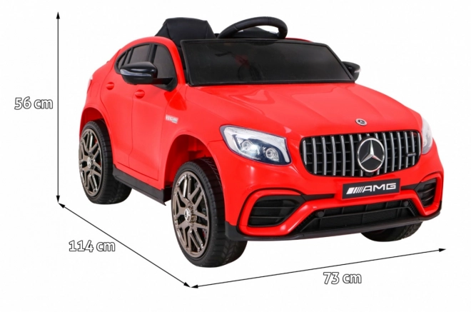 Mercedes Benz GLC63S pentru copii roșu + telecomandă + tracțiune 4x4 + MP3 LED + EVA + pornire lentă