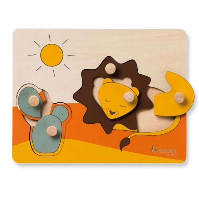 Puzzle de lemn cu mânere Puzzle N Sort Lion