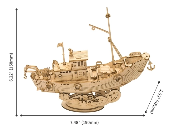 Puzzle 3D din lemn barcă de pescuit