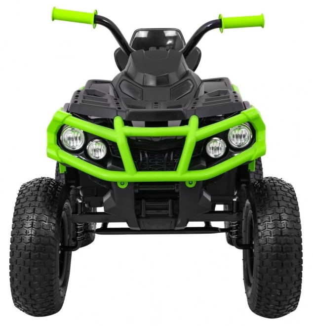 ATV electric pentru copii Air quad negru-verde + roți gonflabile + radio MP3 + start lent