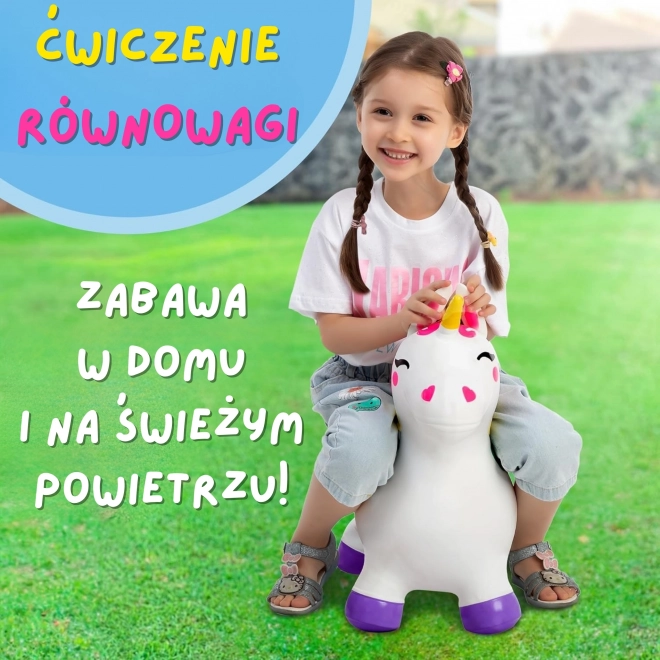 Unicorn săltător alb cu pompă Woopie