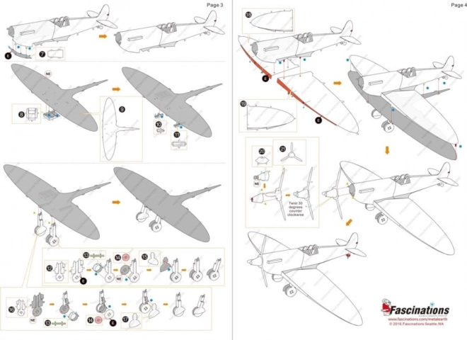 Puzzle 3D Metal Earth Avion Supermarine Spitfire