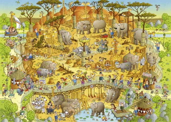 Puzzle HEYE Zoo Nebună: Expoziția Africană 1000 piese