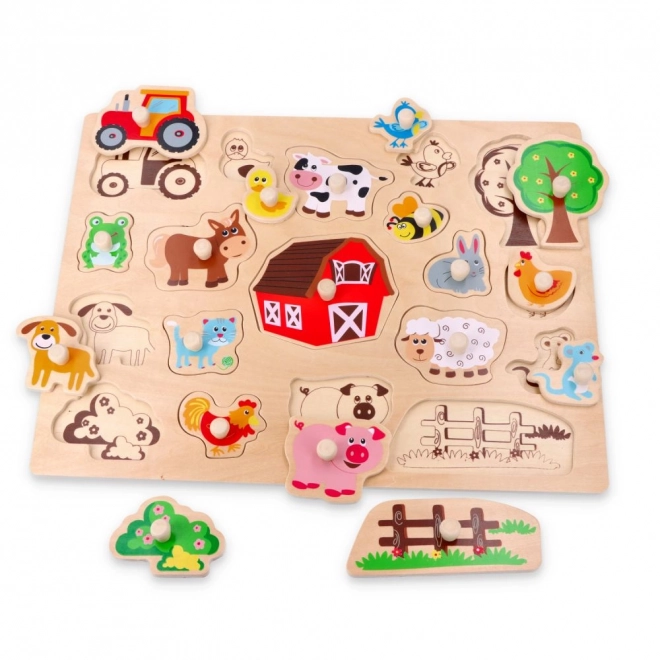 Puzzle de lemn mare La fermă