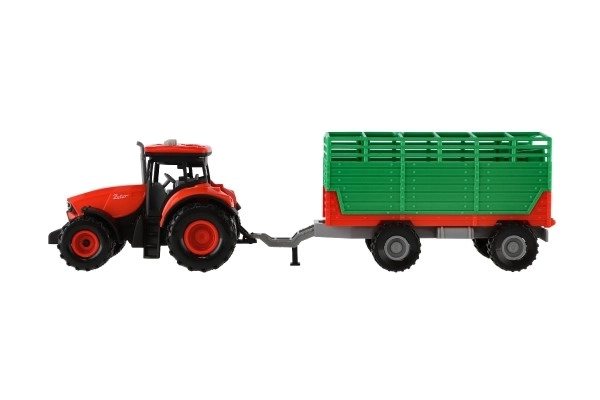 Tractor Zetor cu remorcă din plastic 36cm cu inerție pe baterii cu lumină și sunet