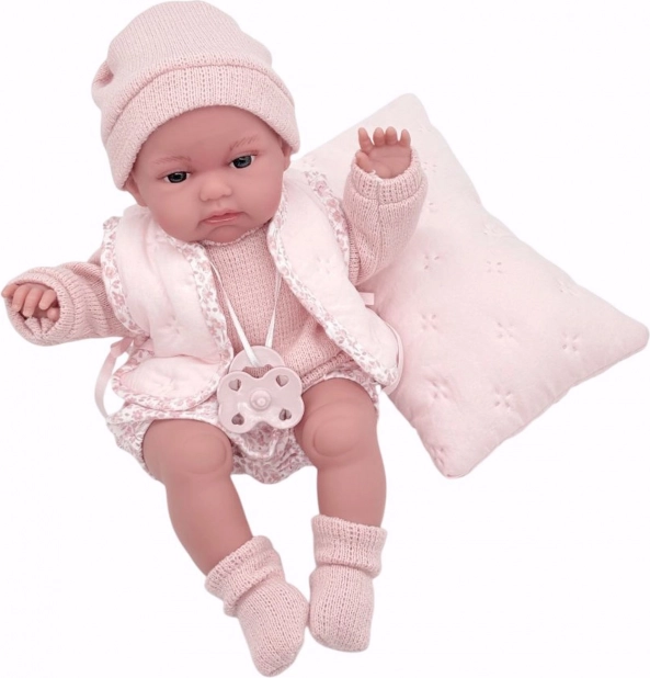 păpușă realistă bebeluș cu funcție de mișcare și corp din material textil moale 34 cm