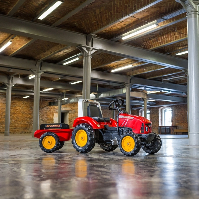 Tractor cu pedale Red Supercharger cu remorcă deschidere Falk