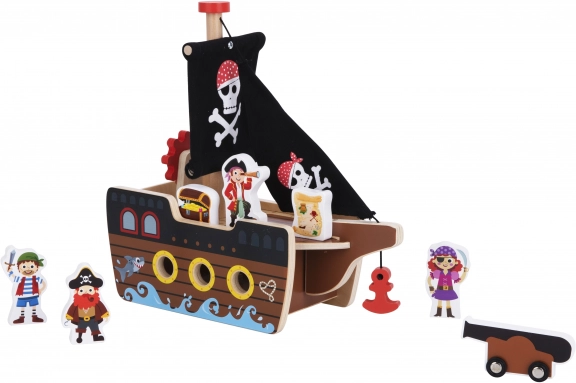 Corabie pirat din lemn cu figurine Tooky Toy