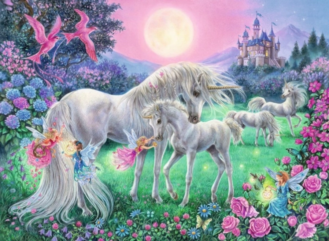 Puzzle luminos unicorni la lumina lunii XXL 100 piese