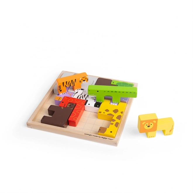 puzzle safari cu animale bigjigs toys