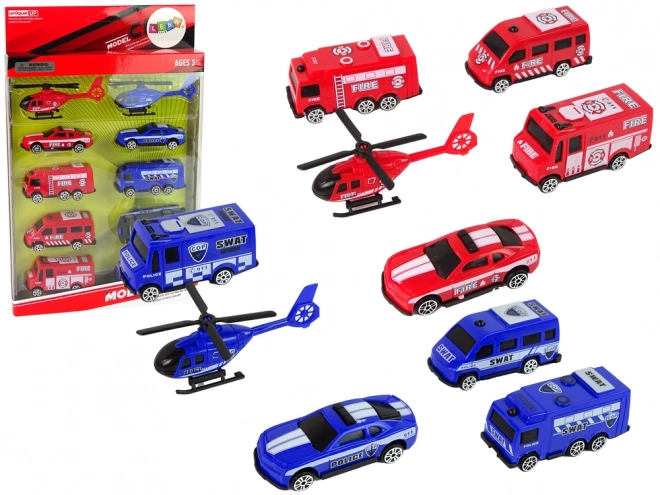 Set 10 vehicule de salvare poliție și pompieri