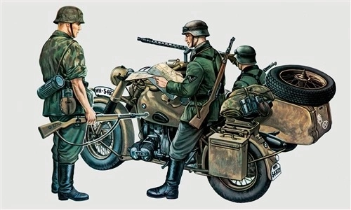 Model motocicletă BMW R75 cu ataș