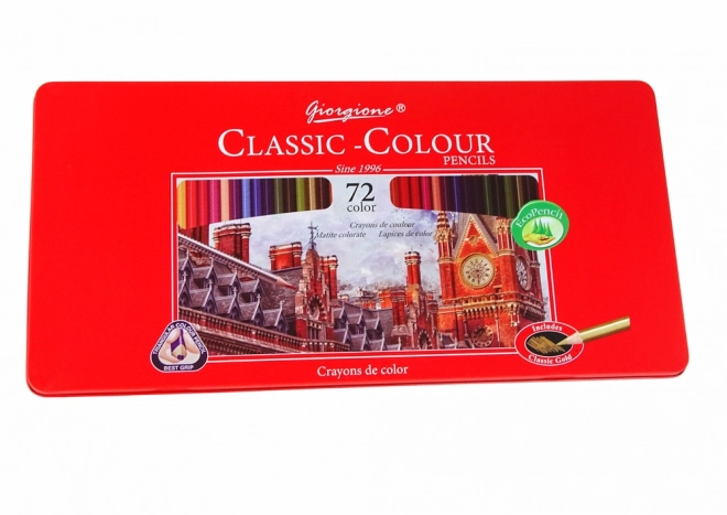 Set 72 creioane colorate artistice cu recipient metalic