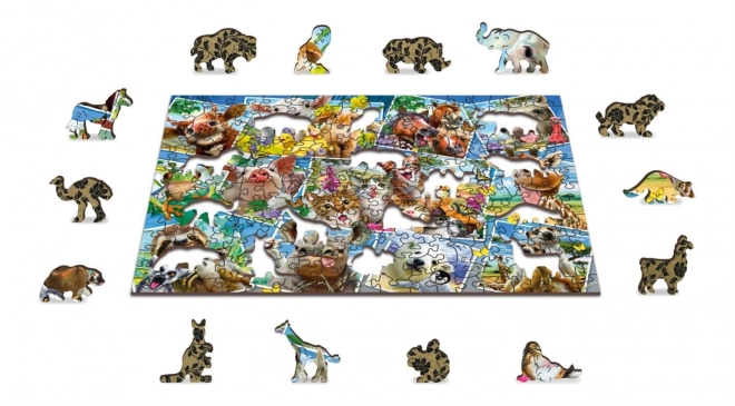 puzzle de lemn 2 în 1 vederi de animale