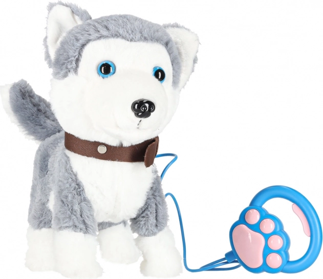 Căţel interactiv husky la lesă – latră, merge și dă din coadă