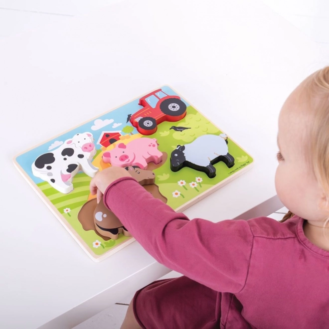 Puzzle de inserție fermă Bigjigs Toys