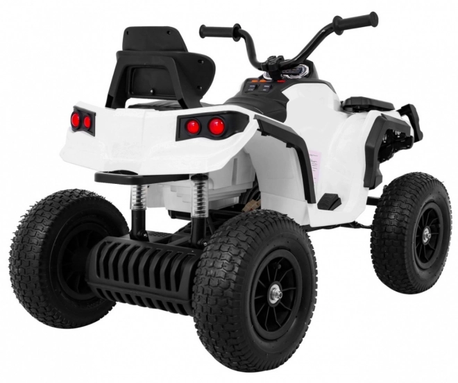 Baterie pentru copii ATV Air Quad Alb + roți gonflabile + radio MP3 + pornire gratuită