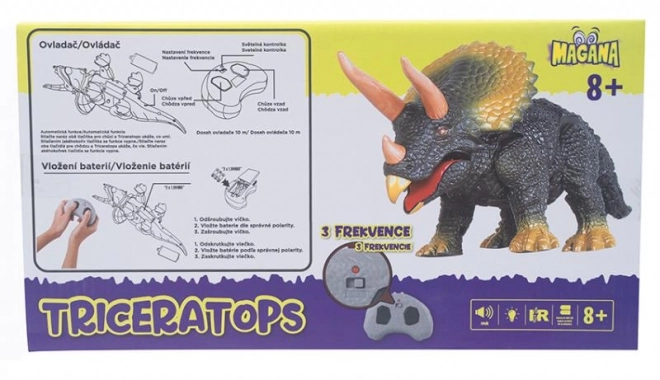 Dinozaur RC Triceratops cu Efecte Luminoase