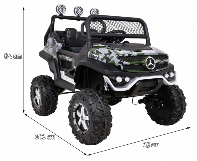 Mercedes Benz Unimog pentru copii Moro lak + tracțiune 4x4 + telecomandă + spațiu bagaje + pornire lentă + MP3 LED
